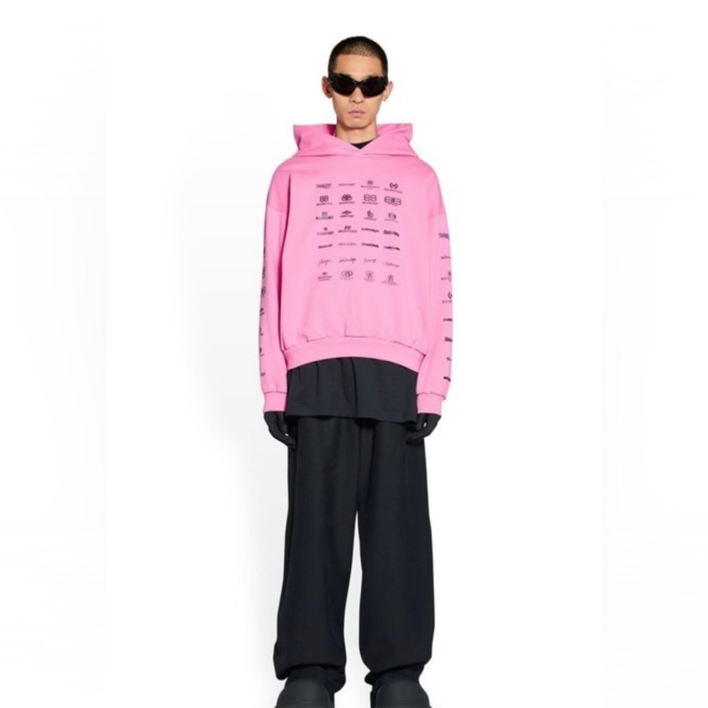 **SOLD**. Balenciaga Authentic Unisex Pink Logo Hoodie